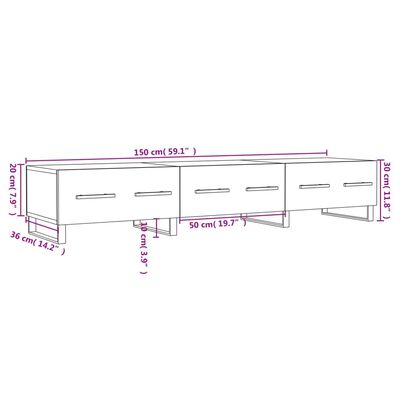 vidaXL Sjónvarpsskápur Sonoma Eik 150x36x30 cm Samsettur Viður