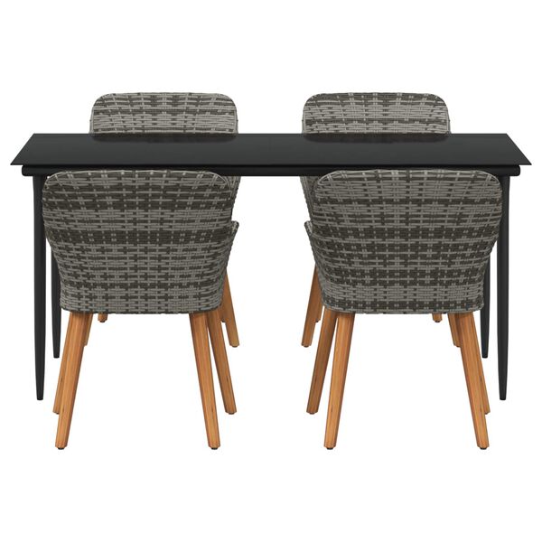 vidaXL Gar&eth;ur bor&eth;sett me&eth; p&uacute;&eth;i 5 pcs Gr&aacute;r p&oacute;l&yacute;rattan