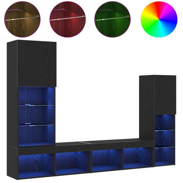 vidaXL Sj&oacute;nvarpssk&aacute;pur 4 pcs Sv&ouml;rt eik Samsettur vi&eth;ur