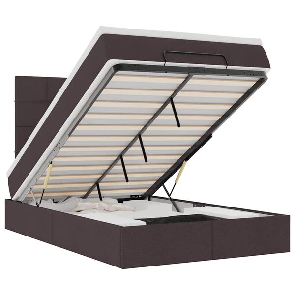 vidaXL Ottoman r&uacute;mgrind me&eth; d&yacute;nu D&ouml;kkbr&uacute;nt 120x190 cm Efni