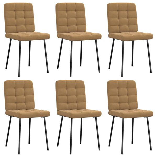 vidaXL bor&eth;stofust&oacute;lar 6 stk Brown Velvet
