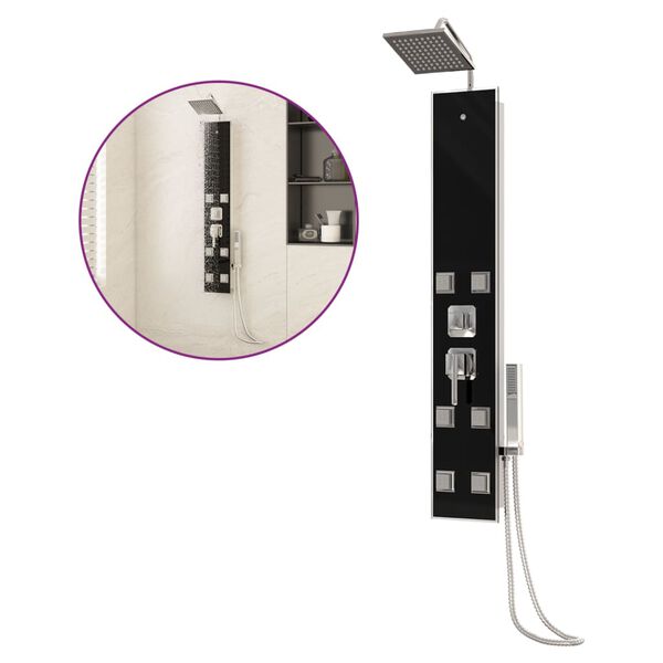 vidaXL Blöndunartæki í Sturtu Gler 18x45,5x130 cm Svart