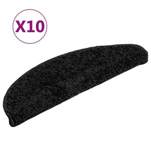 vidaXL Stigamottur 10 stk 56x17x3 cm svartar hálfhringlaga
