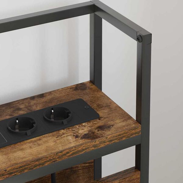 vidaXL Geymslu h&ouml;f&eth;ah&ouml;gg me&eth; hillu Reykt eik 140 cm Samsettur vi&eth;ur