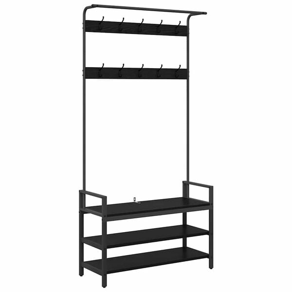 vidaXL Fatahengi Svartur Eik 95 x 34 x 184 cm Samsettur vi&eth;ur