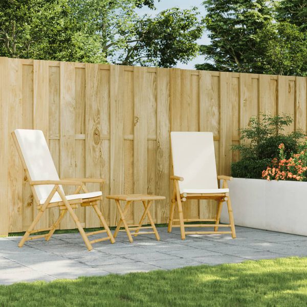 vidaXL Samfellanlegir Bistr&oacute;st&oacute;lar 2 stk. me&eth; Sessum Bambus