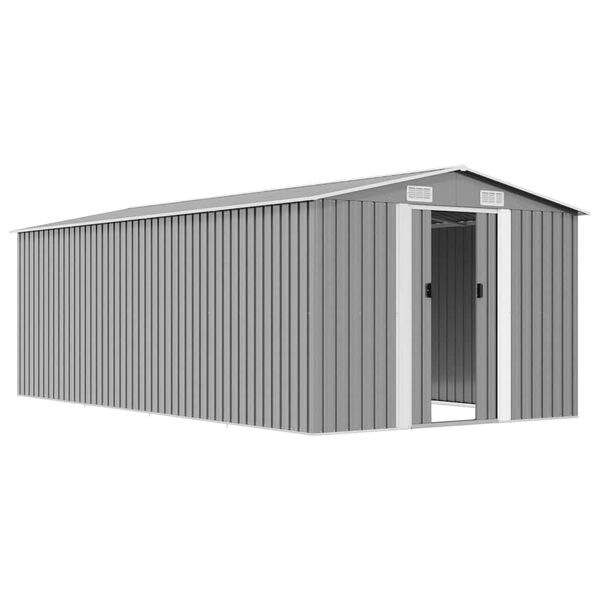 vidaXL Gar&eth;sk&uacute;r 257x489x181 cm M&aacute;lmur Gr&aacute;r