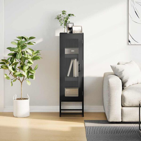 vidaXL Highboard Svart 36x39x123 cm Kaldvalsa&eth; st&aacute;l