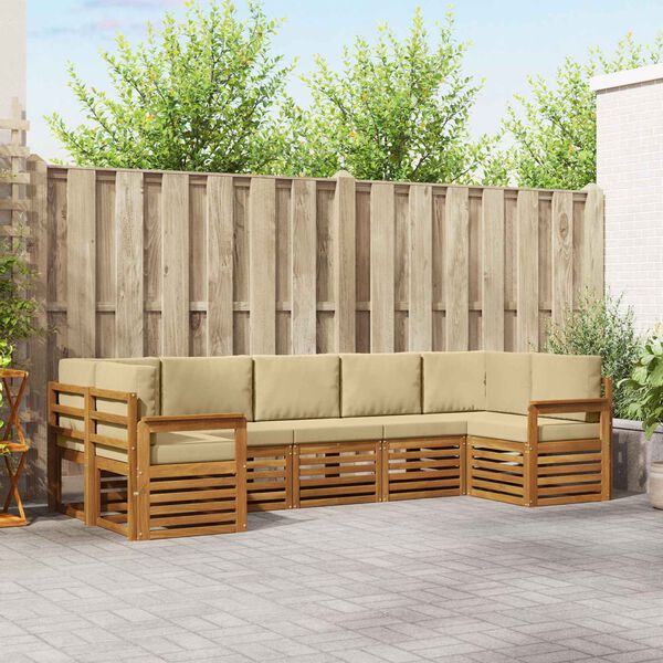 vidaXL S&oacute;fasett me&eth; p&uacute;&eth;i 7 pcs N&aacute;tt&uacute;rulegt og B&eacute;ig Hrein akas&iacute;utr&eacute;