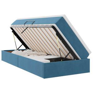 vidaXL R&uacute;m me&eth; geymslur&yacute;mi og d&yacute;nu D&ouml;kkbl&aacute;r 90 x 190 cm Flauel