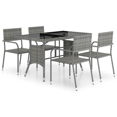 vidaXL 5 hluta garðborðstofusett Poly Rattan Antracite & Grey