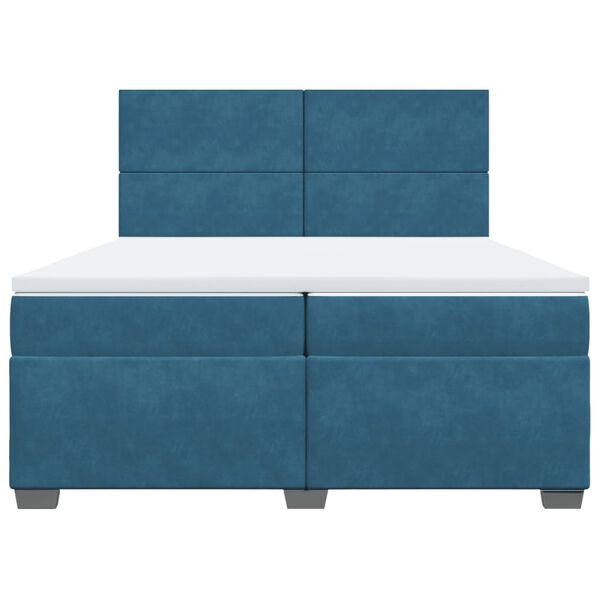 vidaXL H&oacute;lfa&eth; Springr&uacute;m me&eth; D&yacute;nu Bl&aacute;tt 200x200 cm Flauel