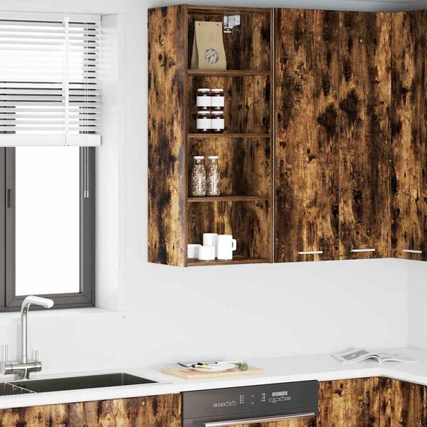 vidaXL Vegghengdur sk&aacute;pur Rau&eth;-eik 40 x 29,5 x 100 cm Samsettur vi&eth;ur