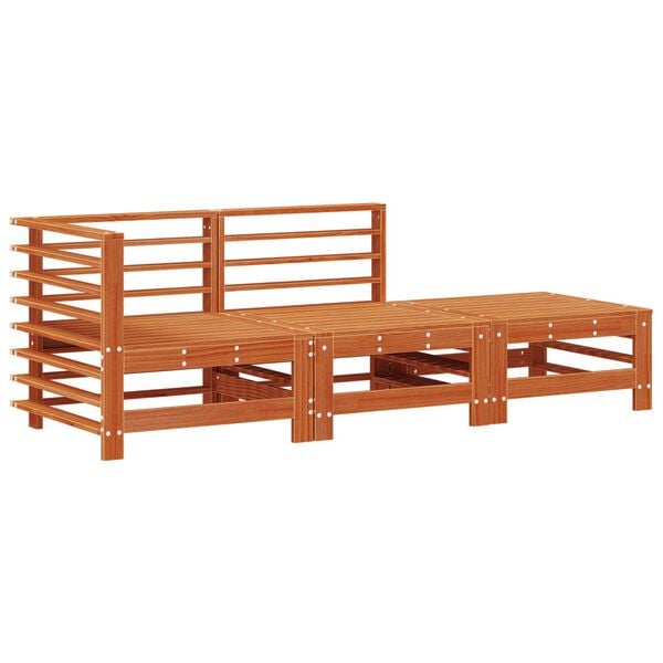 vidaXL Horns&oacute;fi Einingar 3 Stykki VaxBr&uacute;nn Mass&iacute;ft furuvi&eth;