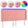 vidaXL LED h&ouml;fu&eth;gafl Bleikt 183x16x118/128 cm Flauel