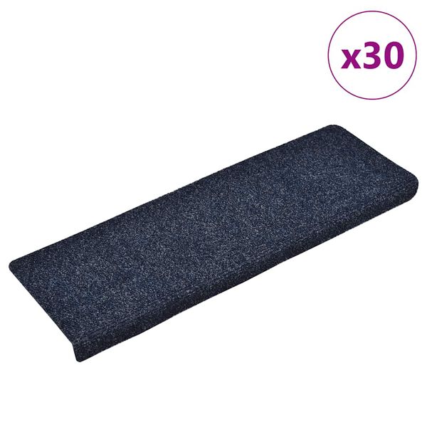vidaXL Stigamottur sjálflímandi 30 stk 65x21x4 cm bláar rétthyrndar brúnir