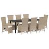 vidaXL Gar&eth;ur bor&eth;sett me&eth; p&uacute;&eth;i 9 pcs Drapplita&eth;ur p&oacute;l&yacute;rattan