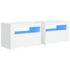 vidaXL N&aacute;ttbor&eth; 2 stk. me&eth; LED Lj&oacute;sum Hv&iacute;t 60x35x40 cm