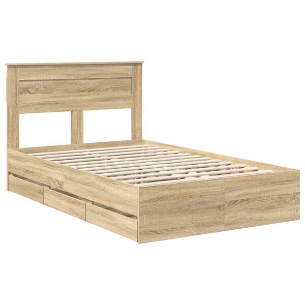 vidaXL Ramsv&iacute;k me&eth; sk&uacute;ffu Sonoma Eik 120 x 200 cm Verkfr&aelig;&eth;ilegt tr&eacute;