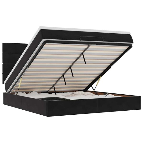 vidaXL Ottoman rúmgrind með dýnum Svart 160x200cm flauel