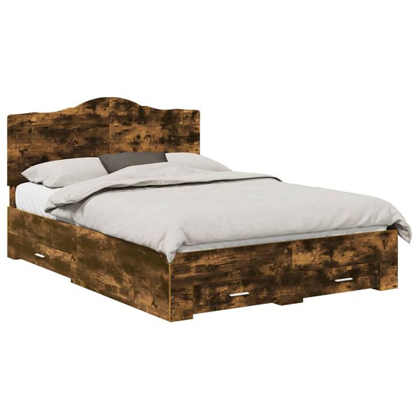 vidaXL Ramsv&iacute;k me&eth; h&ouml;fu&eth;gafl Rau&eth;-eik 140 x 190 cm Samsettur vi&eth;ur