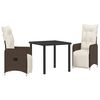 vidaXL Gar&eth;ur bor&eth;sett me&eth; p&uacute;&eth;i 3 pcs Br&uacute;nn p&oacute;l&yacute;rattan