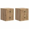 vidaXL Vegghengdur n&aelig;turbor&eth;sk&aacute;pur 2 pcs Handverkseik Samsettur vi&eth;ur