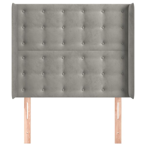 vidaXL H&ouml;f&eth;agafl me&eth; Eyrum 93x16x118/128 cm Lj&oacute;sgr&aacute;tt Flauel