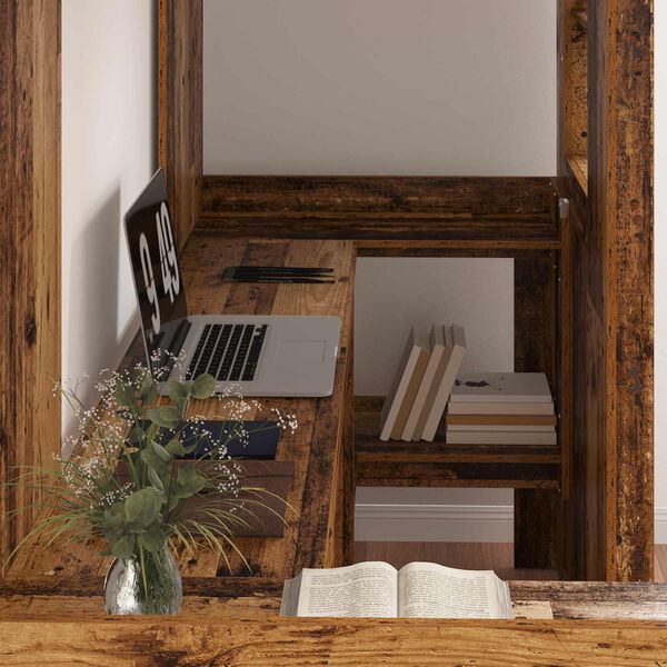 vidaXL Koju-grind me&eth; skrifbor&eth;i me&eth; geymslu Gamalt timbur 75 x 190 cm