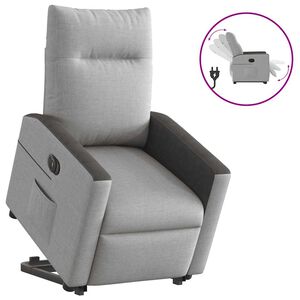 vidaXL Electric Stand up Recliner st&oacute;ll Cloud Grey Efni