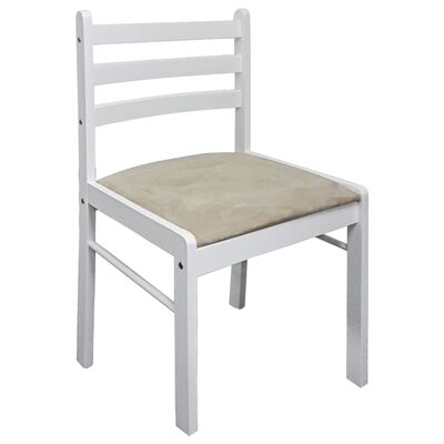 242031 vidaXL Dining Chairs 4 pcs White Solid Rubber Wood and Velvet