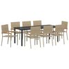 vidaXL Gar&eth;ur bor&eth;sett me&eth; p&uacute;&eth;i 9 pcs Drapplita&eth;ur p&oacute;l&yacute;rattan