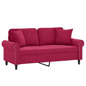 vidaXL 2 S&aelig;ta S&oacute;fi me&eth; P&uacute;&eth;um V&iacute;nrau&eth;ur 140 cm Flauel