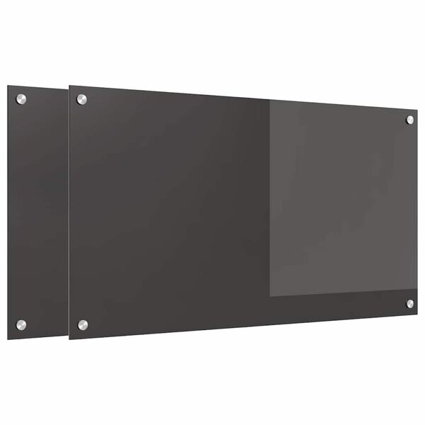 vidaXL Eldhús Backsplash 2 pcs Dökk grá 90 x 50 cm hertuð gler