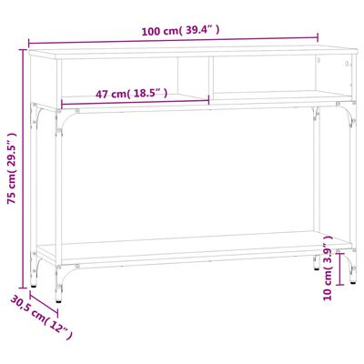 vidaXL Veggborð Svart 100x30,5x75 cm Samsettur Viður