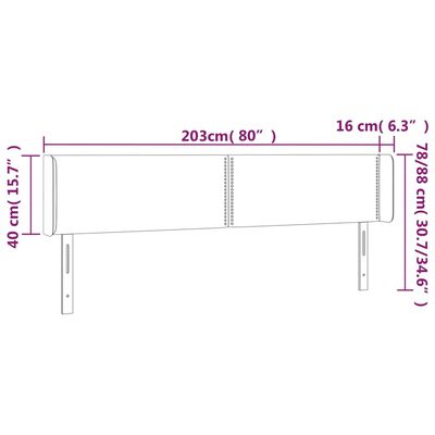 vidaXL LED Höfðagafl Bleikt 203x16x78/88 cm Flauel