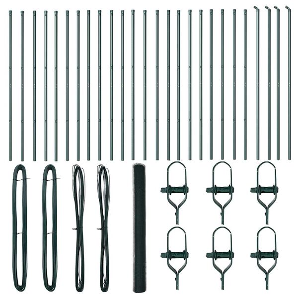 vidaXL Girðing með stöngum Grænn 1.6 x 50 m PVC-borið stál