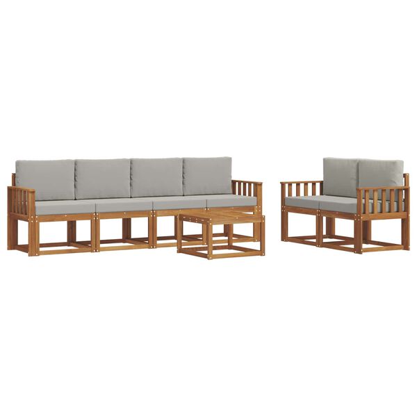 vidaXL &Uacute;ti s&oacute;fasett 7 pcs N&aacute;tt&uacute;rulegt og Lj&oacute;st Gr&aacute;tt Hrein akas&iacute;utr&eacute;