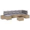 vidaXL Gar&eth;s&oacute;fa sett me&eth; p&uacute;&eth;i 7 pcs Drapplita&eth;ur p&oacute;l&yacute;rattan