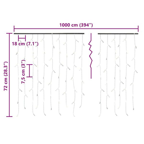 vidaXL LED Grýlukertasería 10m 400 LED Hlýtt-hvít 8 Aðgerðir