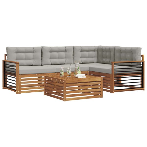 vidaXL &Uacute;ti s&oacute;fasett 5 pcs N&aacute;tt&uacute;rulegt og Lj&oacute;st Gr&aacute;tt Hrein akas&iacute;utr&eacute;