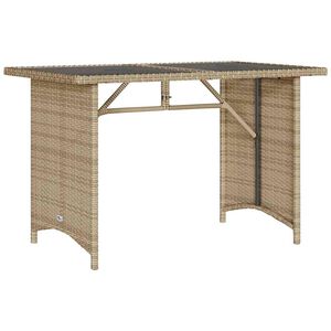 vidaXL Garðborð með Glerplötu Drappaðar 110x68x70 cm Pólýrattan