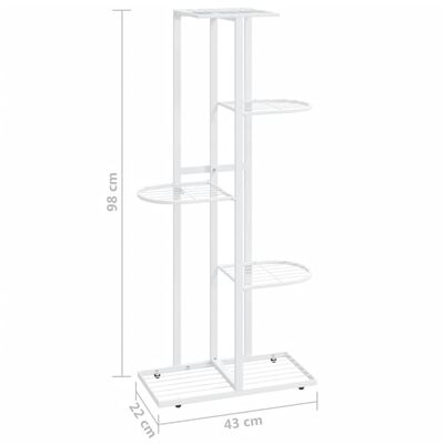 336110 vidaXL 5Hæða Blómastandur 43x22x98 cm Hvítur Málmur