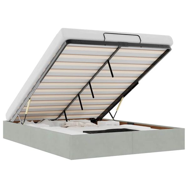 vidaXL Ottoman Rúmgrind Engin Dýna Ljósgrá 140x200 cm Flauel