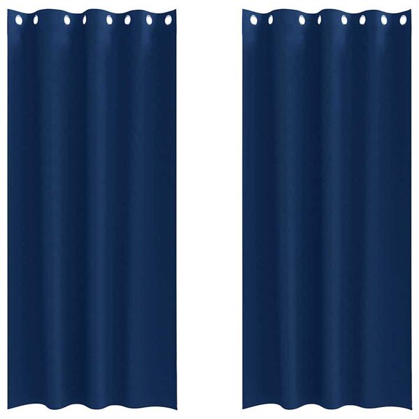vidaXL Svartgard&iacute;nur me&eth; hringjum 2 pcs D&ouml;kkbl&aacute;r 225 x 140 cm