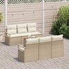 vidaXL Gar&eth;s&oacute;fa sett me&eth; p&uacute;&eth;i 7 pcs Drapplita&eth;ur Poly rattan