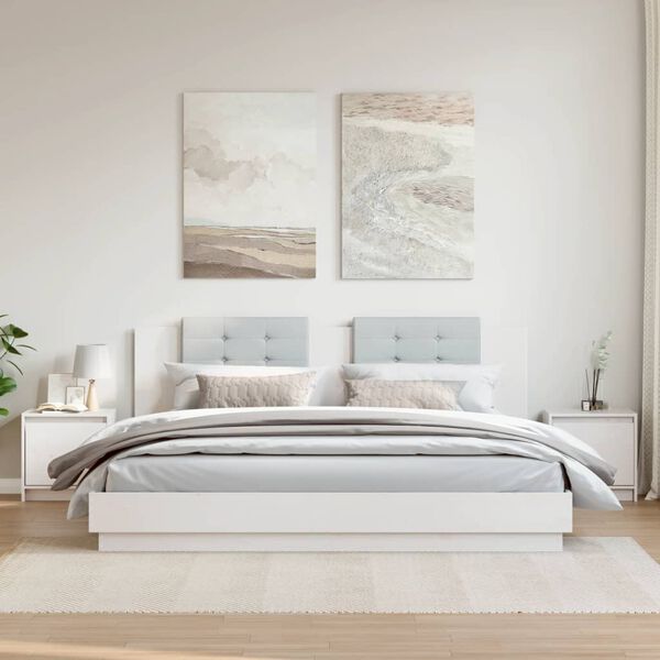 vidaXL Náttborð 2 stk. Hvít 40x30,5x40 cm Gegnheil Fura