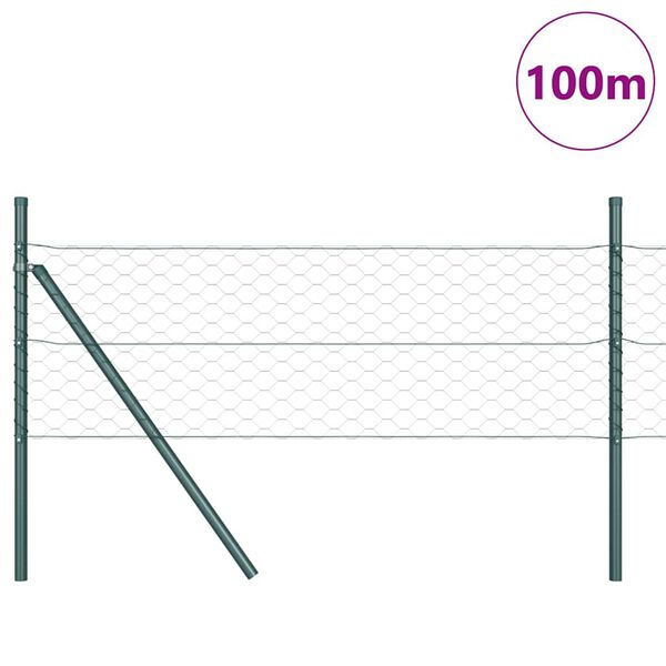 vidaXL Gir&eth;ingarp&oacute;stur Gr&aelig;nn 100 x 0,5 m (50 mm net) St&aacute;l og PVC