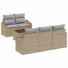 vidaXL S&oacute;fasett me&eth; p&uacute;&eth;i me&eth; geymslu 6 pcs Beige og Gr&aacute;tt p&oacute;l&yacute;rattan