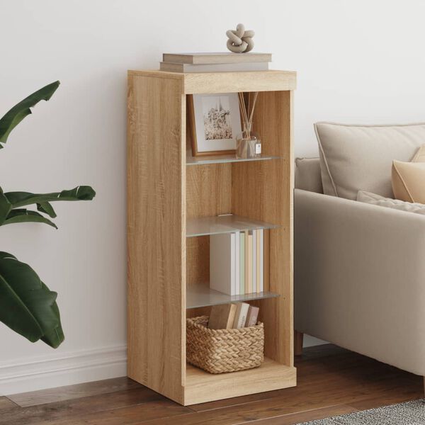 vidaXL Skenkur me&eth; LED Lj&oacute;sum Sonoma Eik 41x37x100 cm